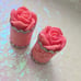 Rose candle decorative rose candle rustic shape pink pack of two