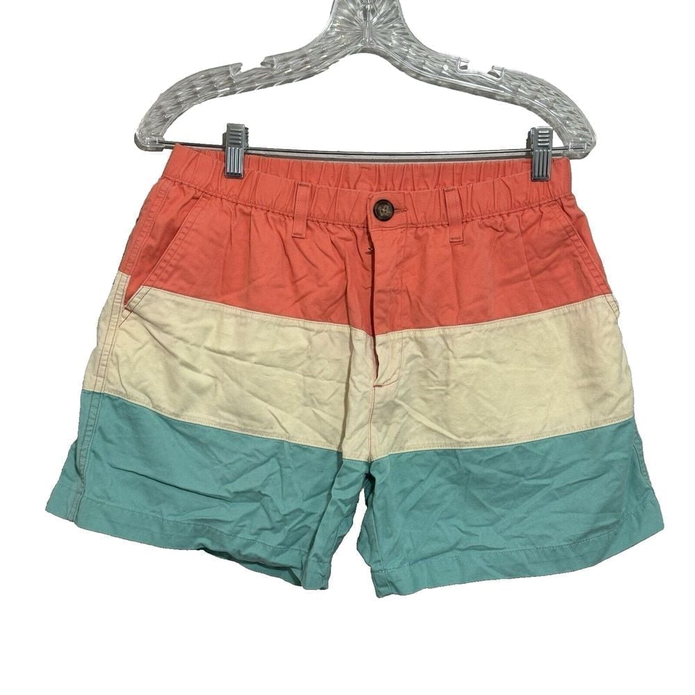 Chubbies Shorts Mens Large Coral Teal Elastic Waist Casual Stretch Outdoor