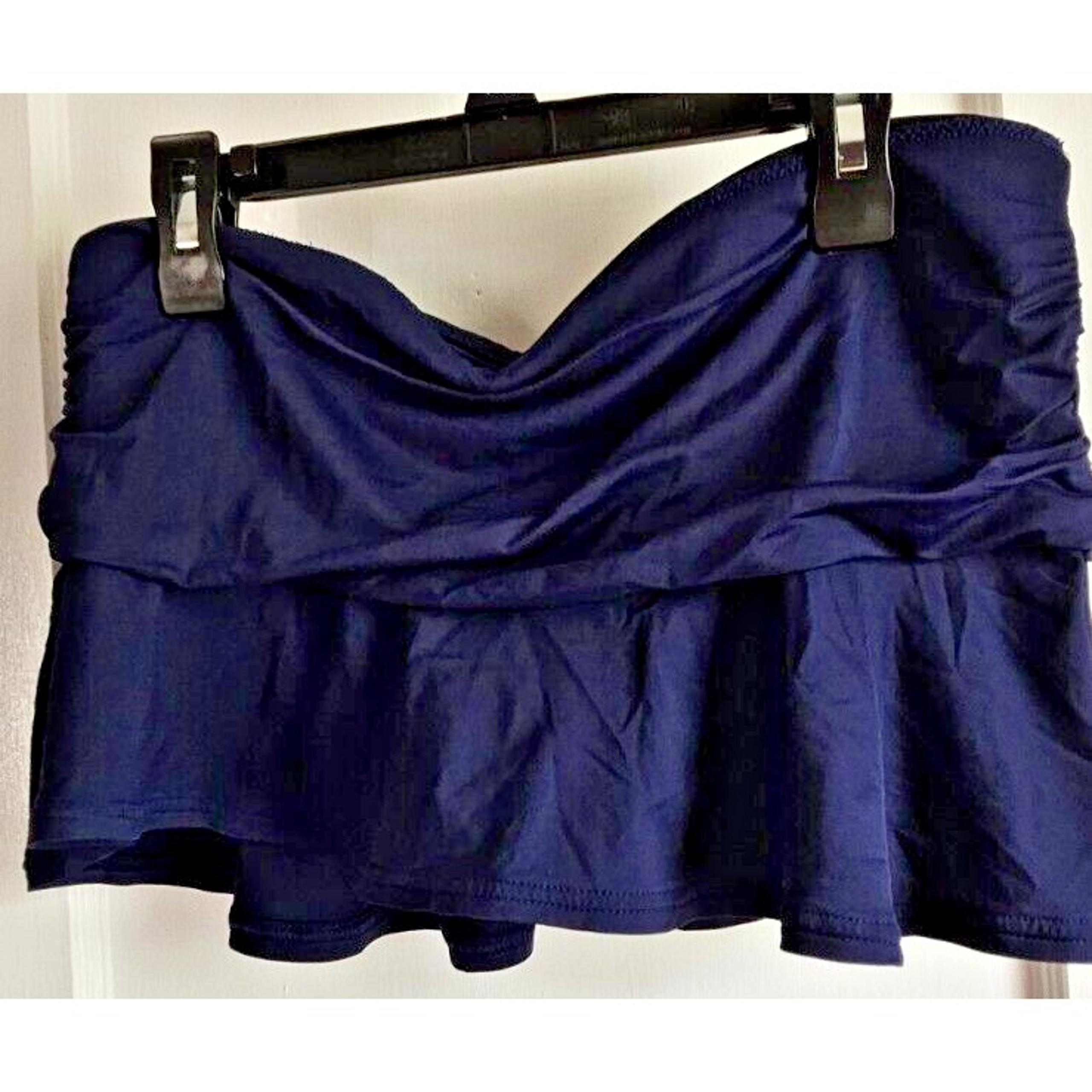 Land's End flounce swim skirt mini Navy blue women Sz 6P