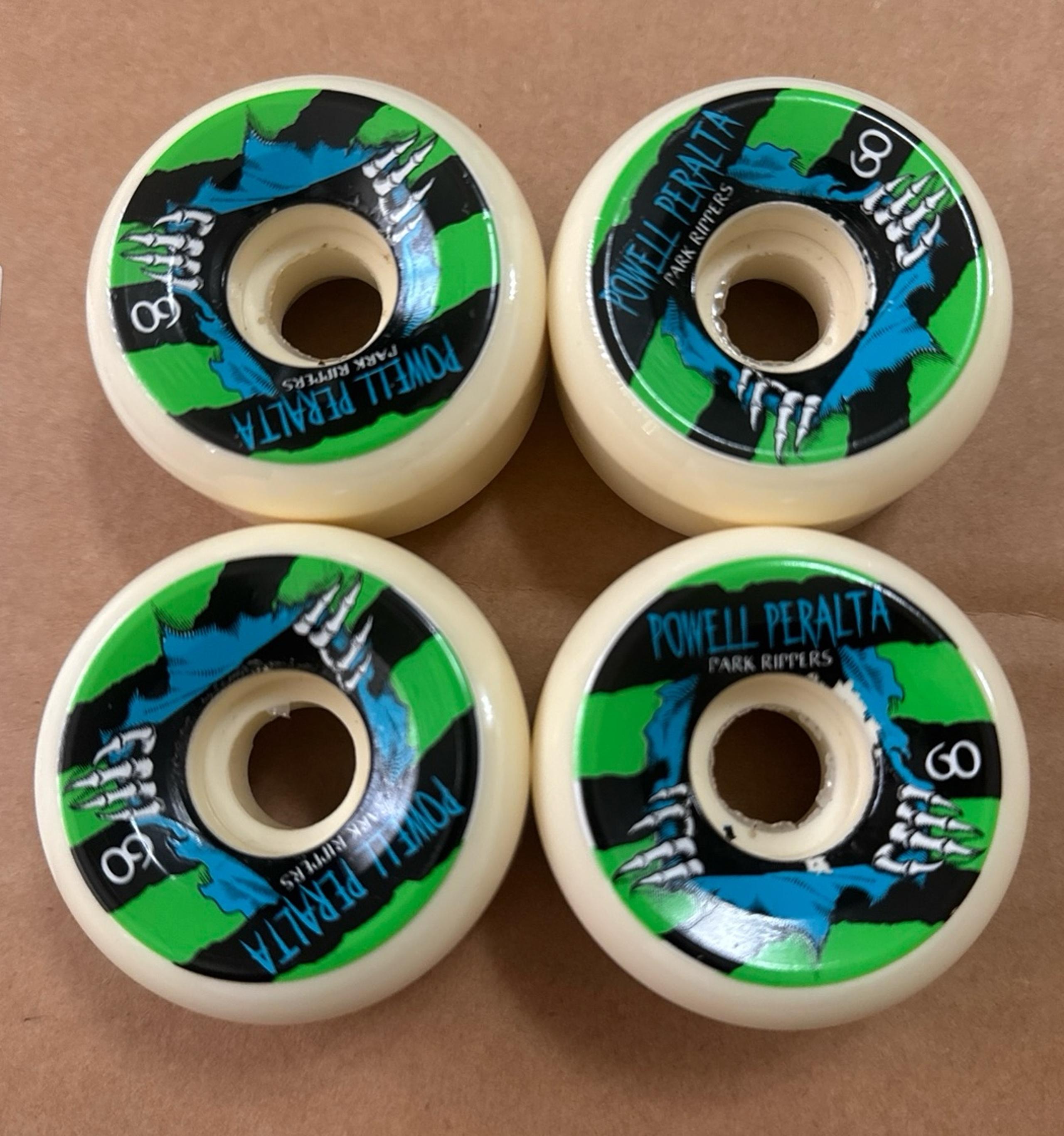 Powell Peralta Park Ripper II 60mm 104a White Green Skateboard Wheels
