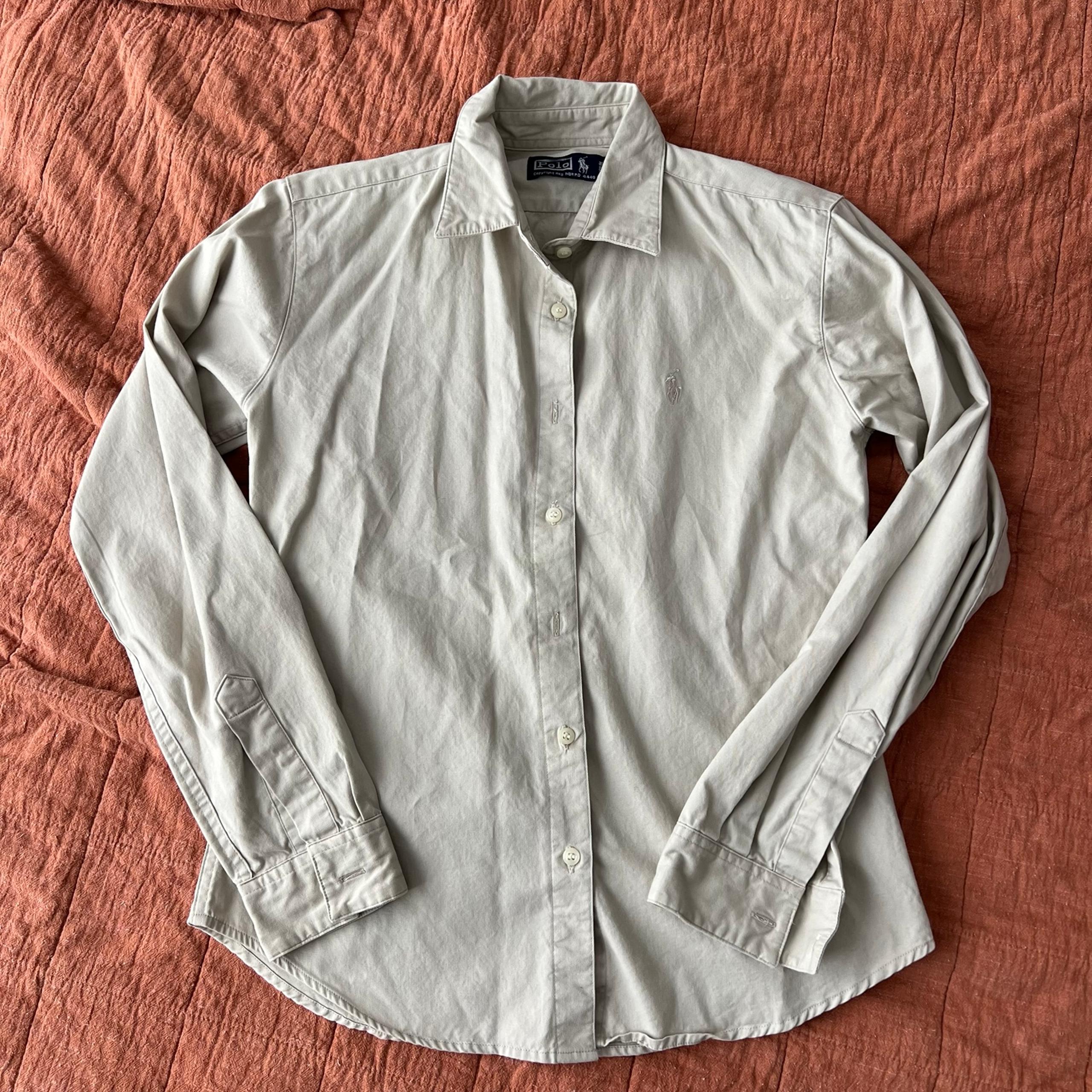 Vintage Women’s Polo Ralph Lauren Beige Button Down Shirt M Pony Logo Preppy