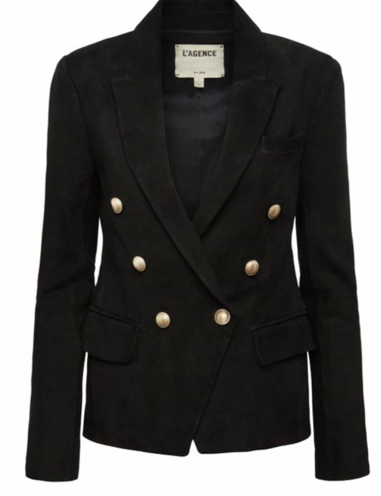 L’agence Black Suede Women’s Kenzie Blazer Double Breasted Size 12