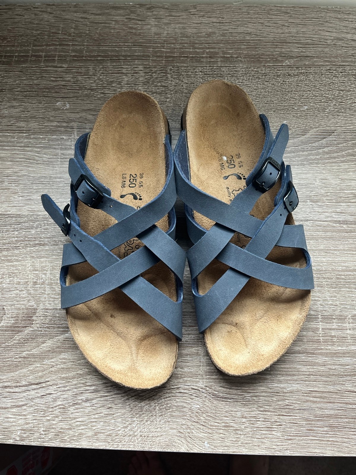Birkenstock Birki’s Blue Leather Calais Sandals size 39 L8 M6