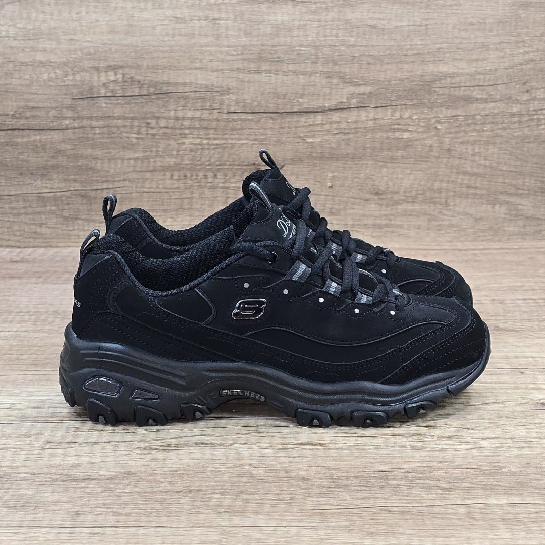 Skechers D'lites Women's Size 6.5 Black Leather Comfort Sneakers (11949) NEW