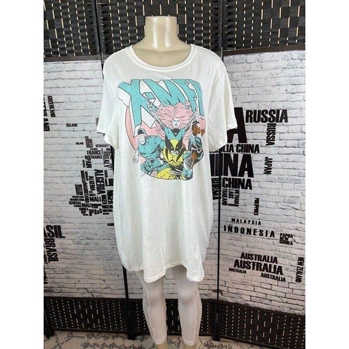Marvel Plus 2 Vanilla X-Men 90's Logo Graphic Crew Neck Short Sleeve Tee