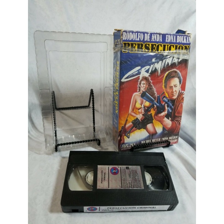 Persecución Criminal 1987 RARE VHS Mexicano Espanol Rodolfo De Anda BIG BOX