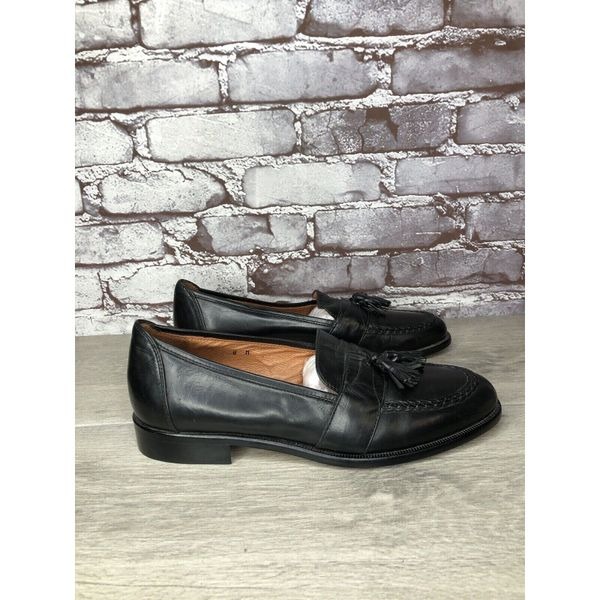 Alfani Black Leather Braided Tassel Loafers Italy Dress Shoes Men Sz 8M US/41EU