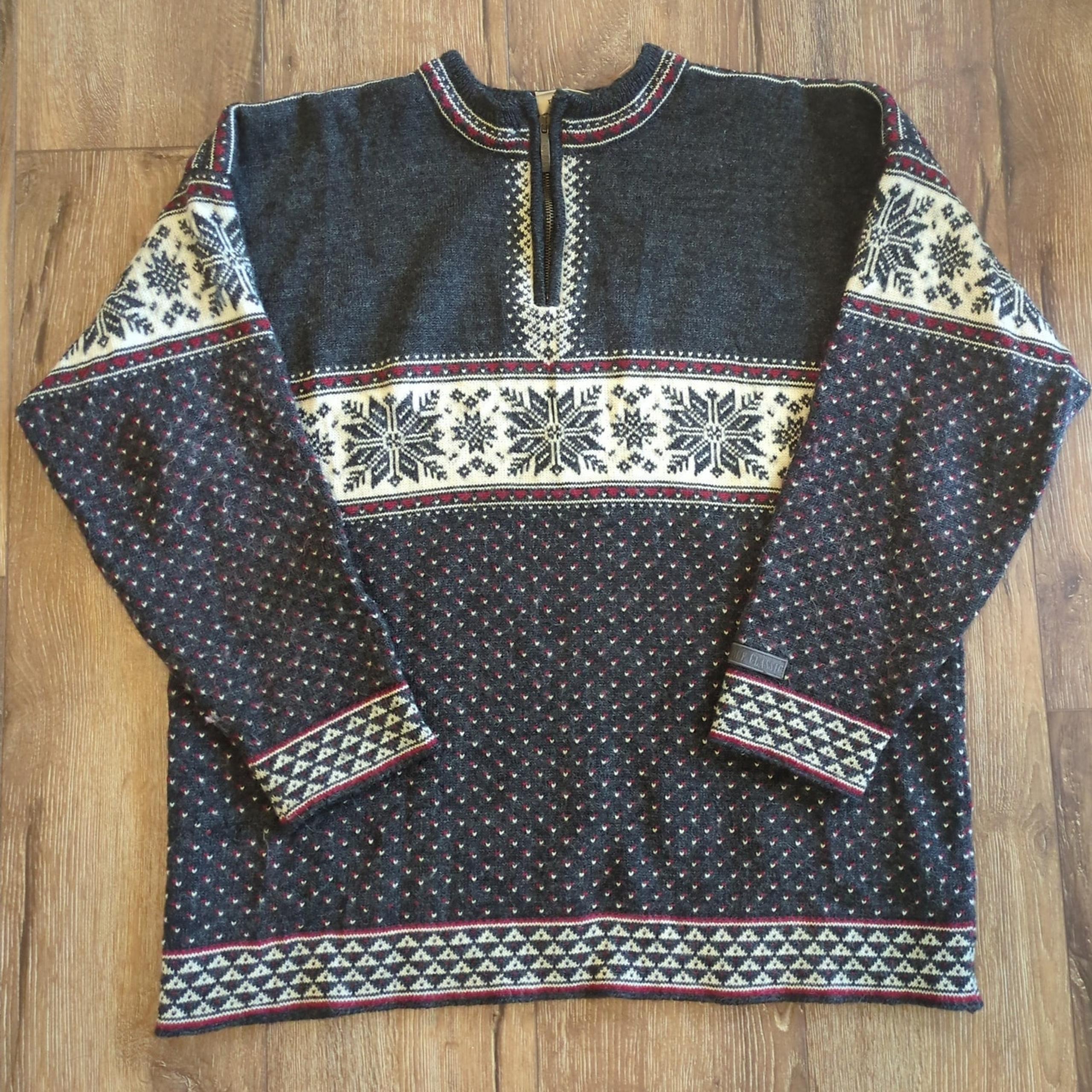 VTG Dale of Norway Men XL 1/4 Quarter Zip Sweater Winter Grandpa Pure New Wool