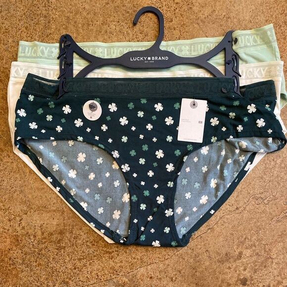 NEW Lucky Brand green clover super soft hipsters underwear panties 3 pack