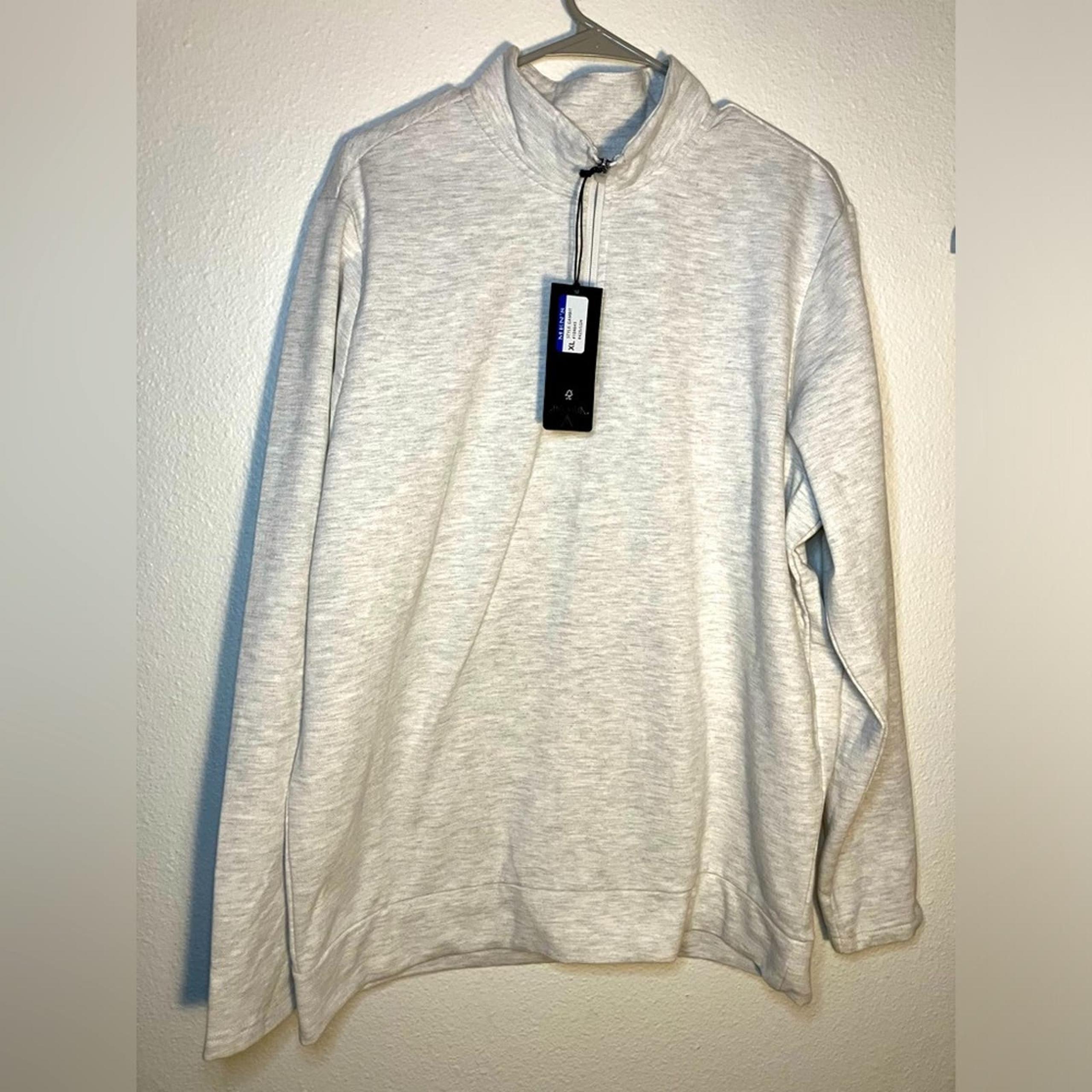 NWT men’s quarter zip light sweatshirt golf work light gray collar - Antigua