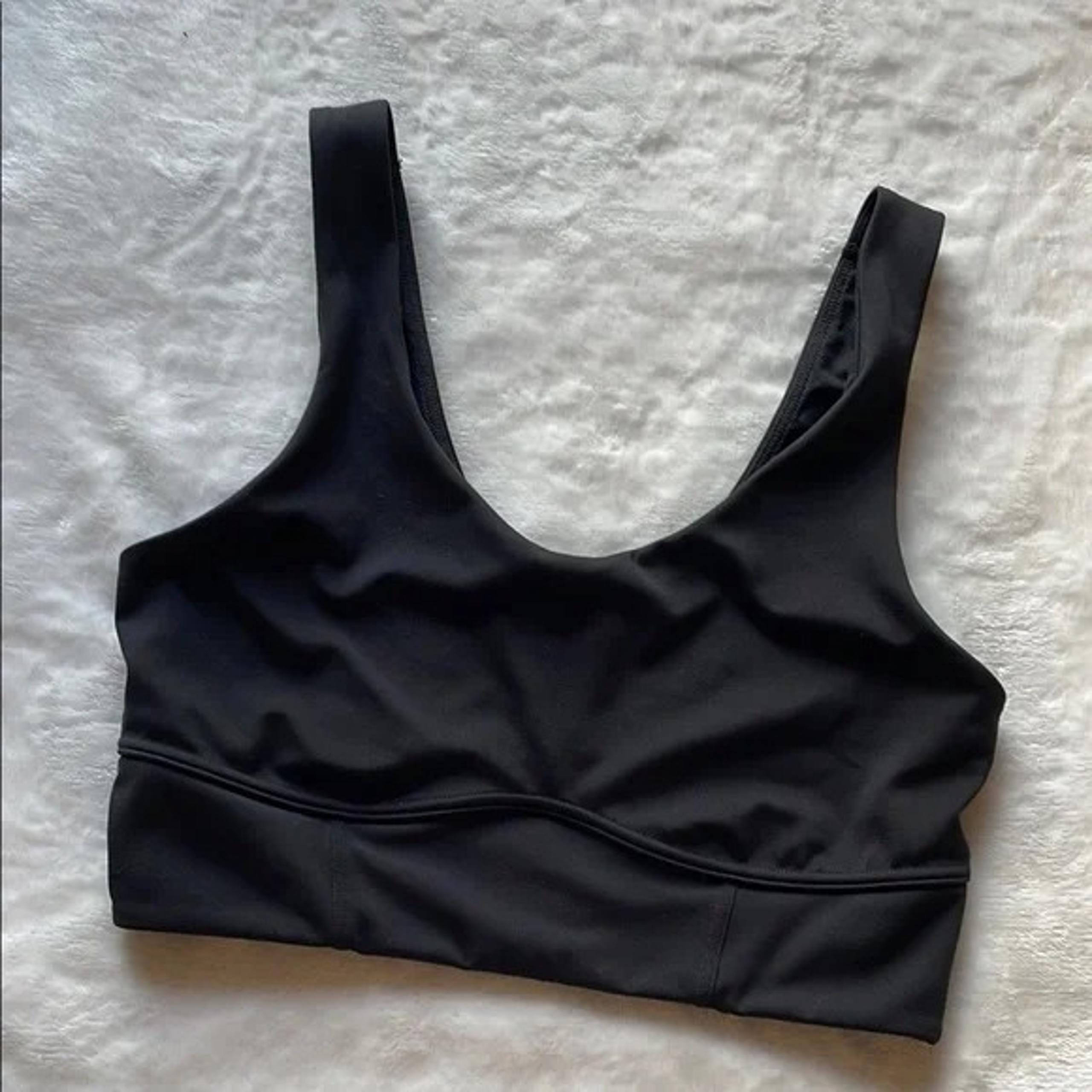 All in Motion | Black Sports Bra with Scoop Neckline and Wide Straps