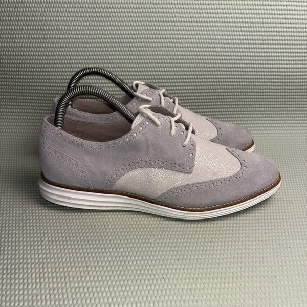 Cole Haan ZeroGrand Oxford Shoes Women's Size 9B Gray Leather Wingtip Sneakers