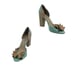 Miucha Leather Heels 8 Mint Tan Retro D'Orsay Peep Toe Bow Block Heel Brazil