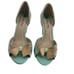 Miucha Leather Heels 8 Mint Tan Retro D'Orsay Peep Toe Bow Block Heel Brazil