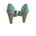 Miucha Leather Heels 8 Mint Tan Retro D'Orsay Peep Toe Bow Block Heel Brazil