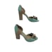 Miucha Leather Heels 8 Mint Tan Retro D'Orsay Peep Toe Bow Block Heel Brazil