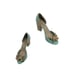 Miucha Leather Heels 8 Mint Tan Retro D'Orsay Peep Toe Bow Block Heel Brazil