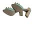Miucha Leather Heels 8 Mint Tan Retro D'Orsay Peep Toe Bow Block Heel Brazil