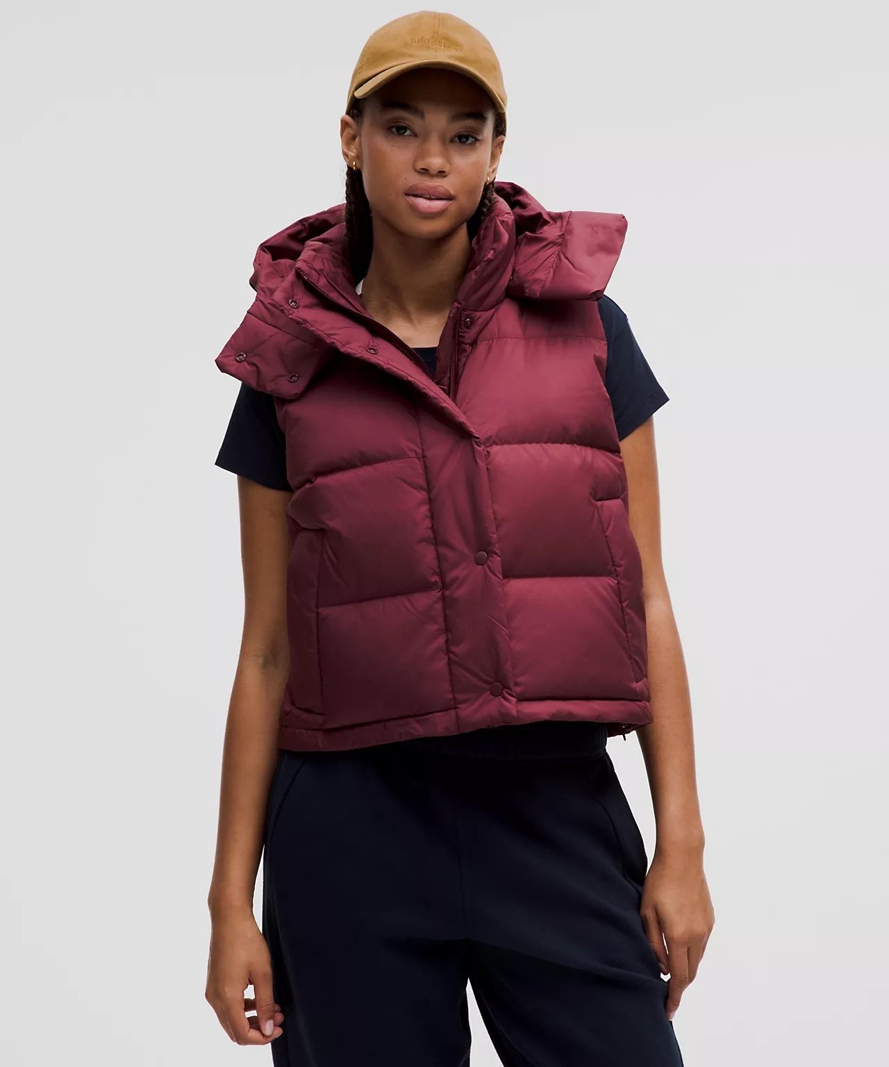 Lululemon Size 10 Wunder Puff Cropped Vest, Garnet/Deep Luxe, 248, NWT