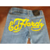Ed Hardy Y2K Painted Bottom Tiger Front Womens Size 5/6 Denim Capris
