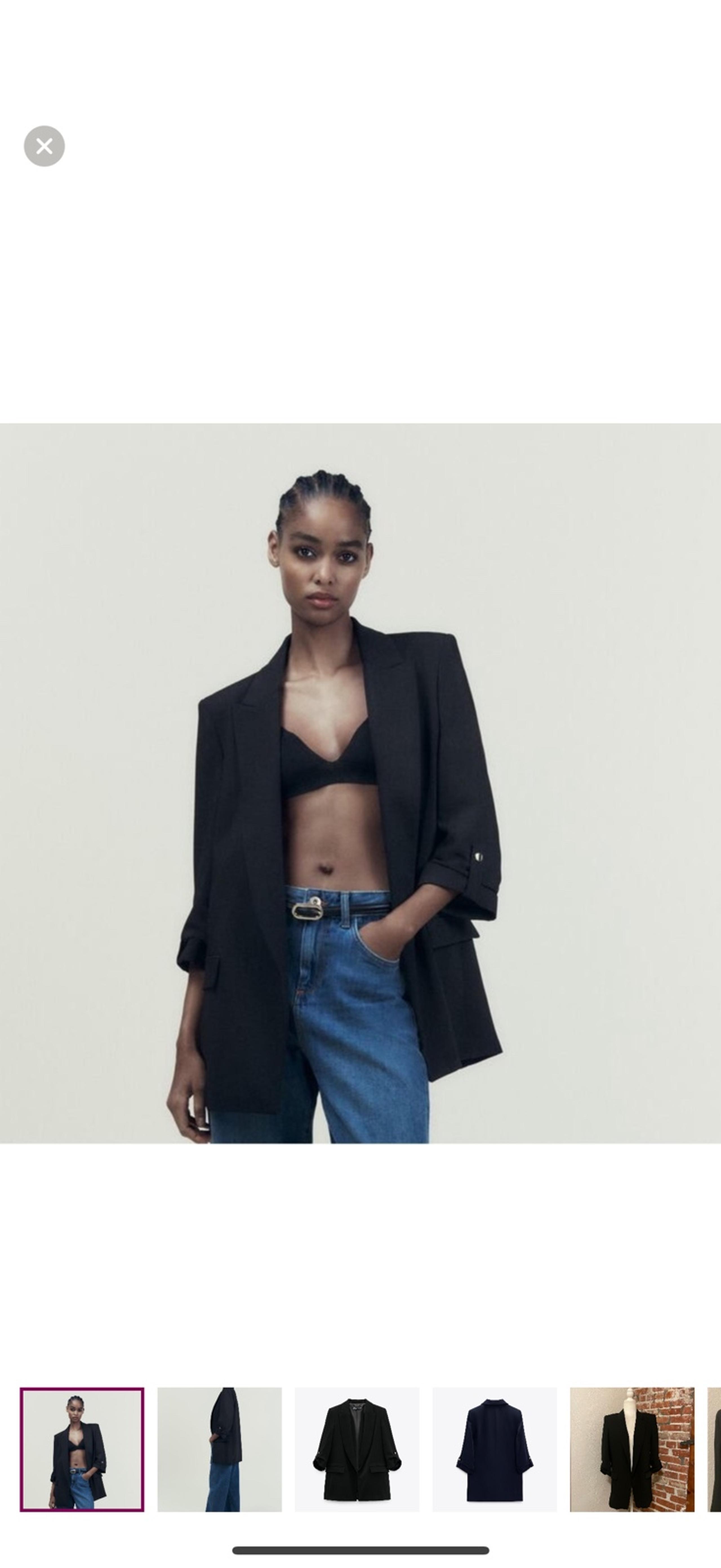 Zara Black Blazer Jacket With Rolled Up Sleeves XL