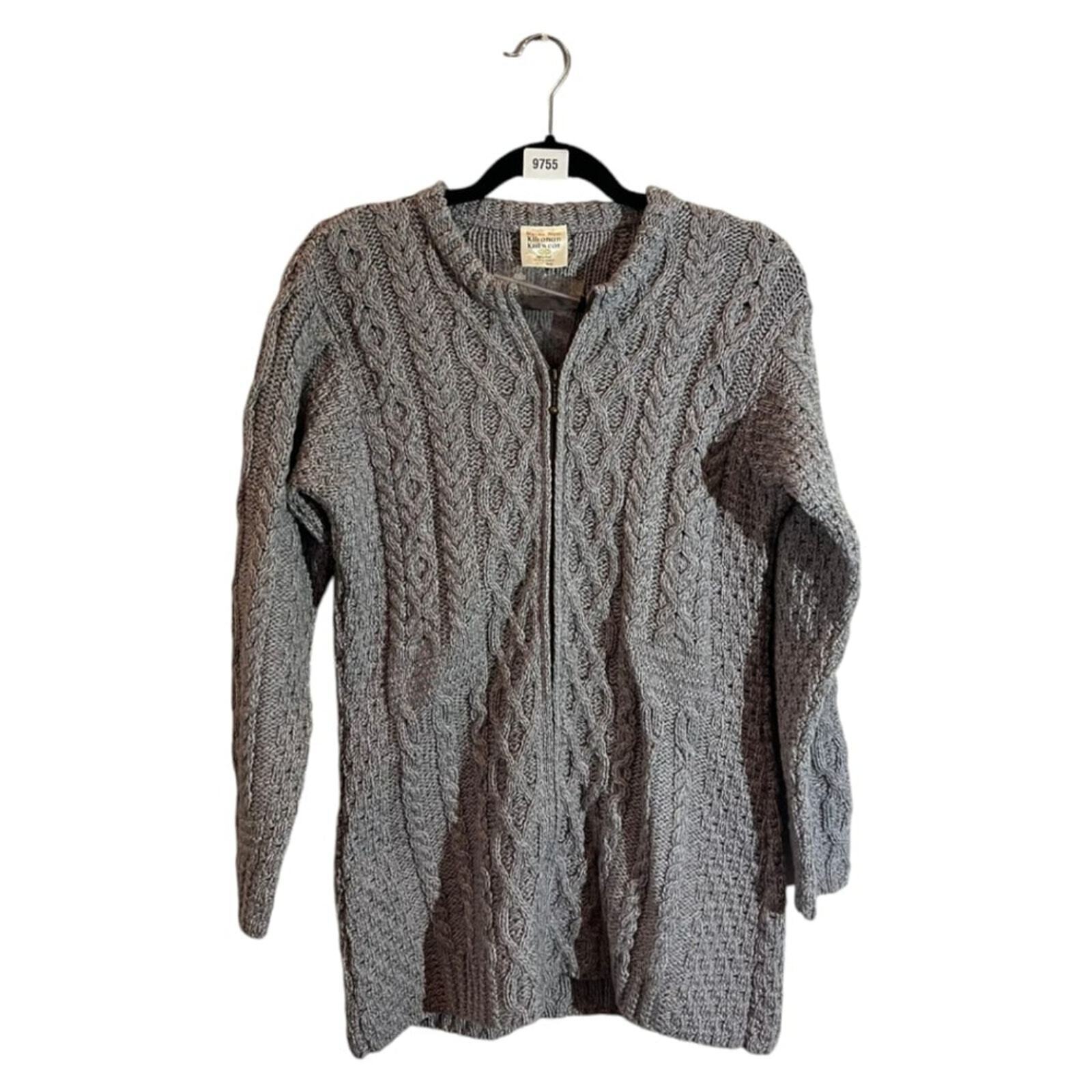 Kilronan Knit Wear Women's 100% Merino Wool Full Zip Cardigan Sweater Size M