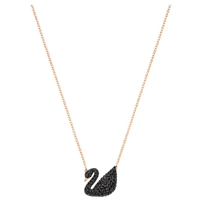 60% off Swarovski Swan pendant Swan, Black, Rose gold-tone plated