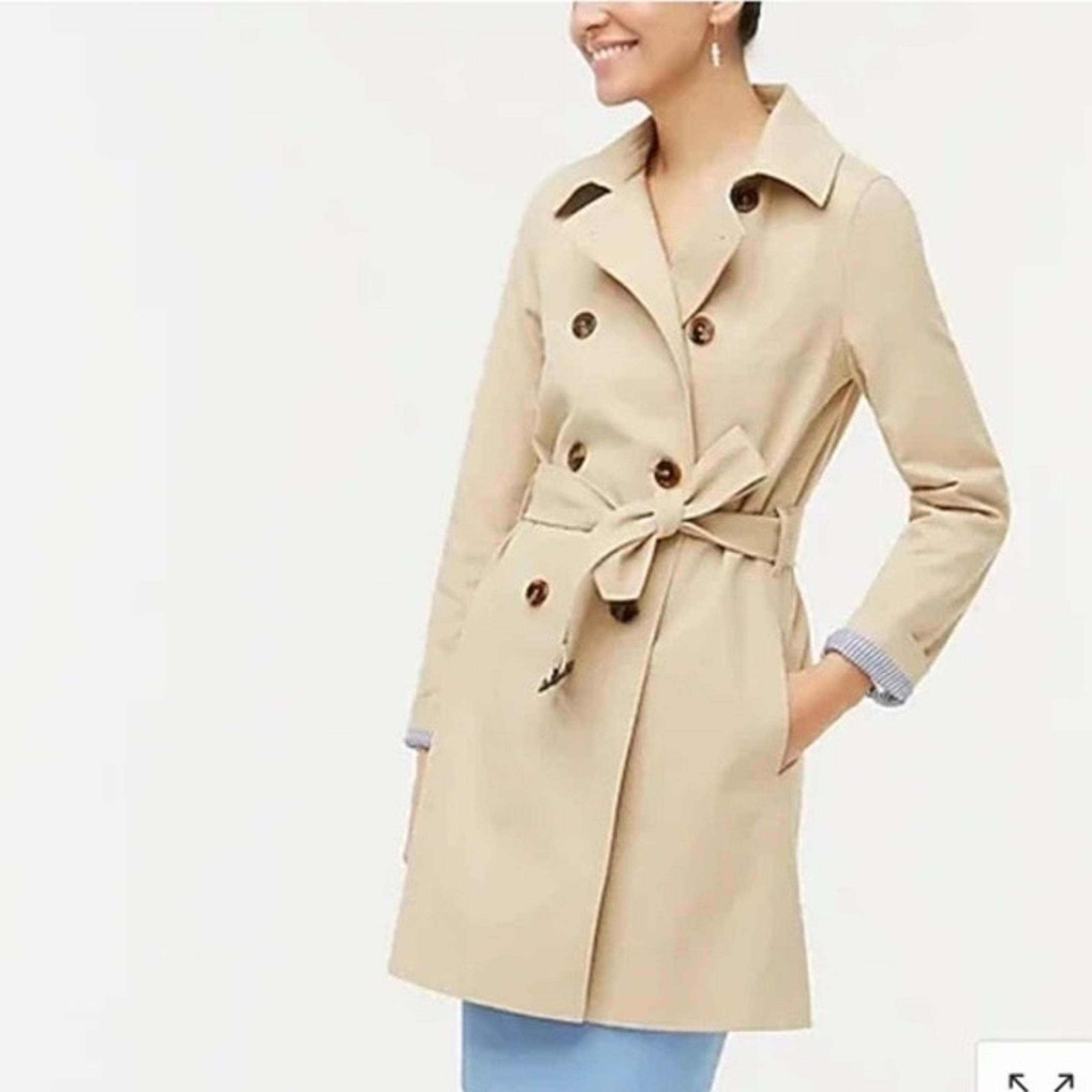 J. Crew Women's Classic Essential Trench Coat Long Sleeve Light Khaki Size 2 NWT