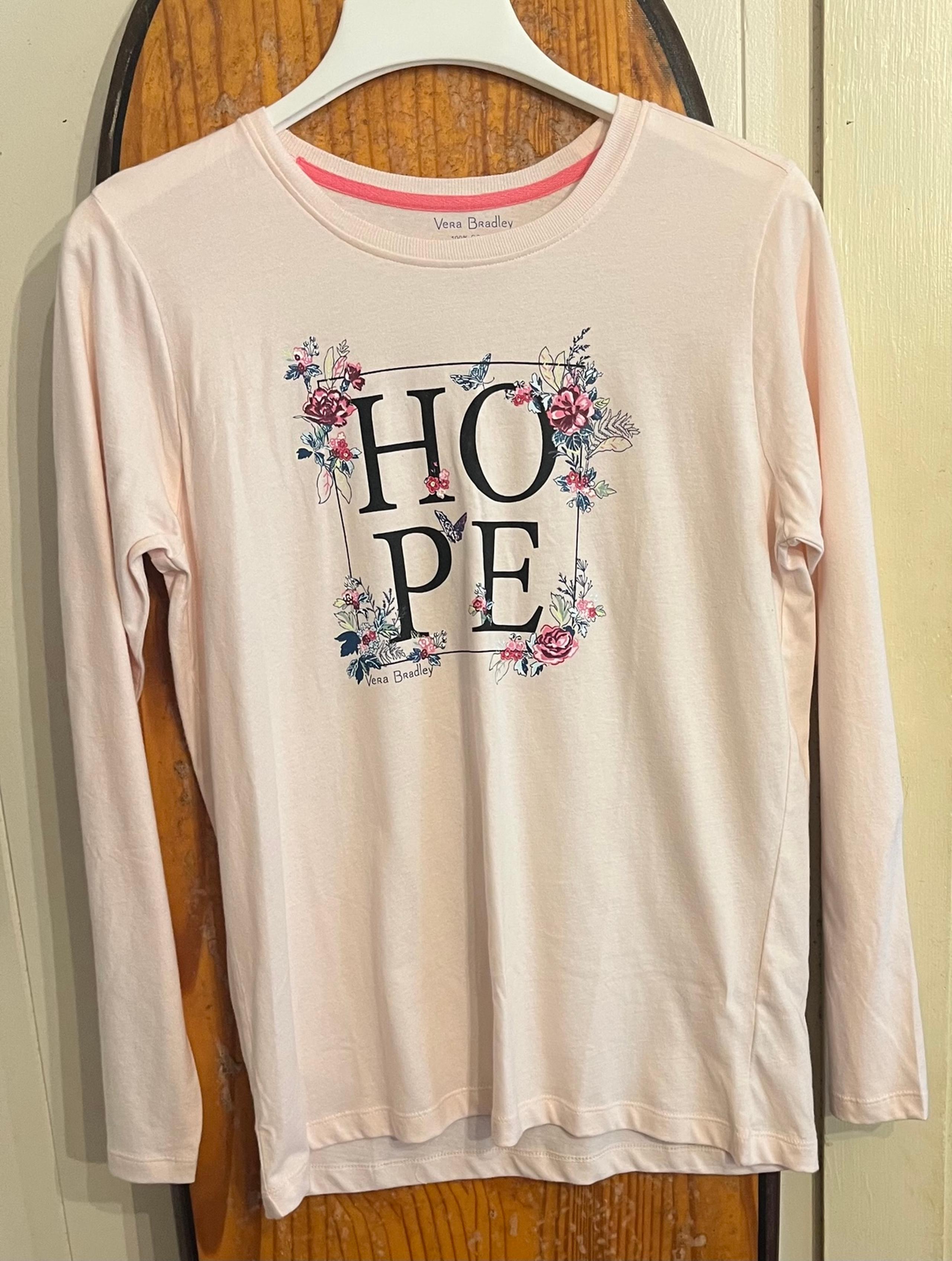 Vera Bradley Long Sleeve T-Shirt Hope Pink Cotton Tee Women's Size Medium NWT