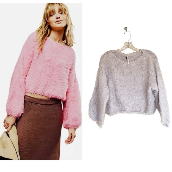 NWOT Free People Lilac Fuzzy Pop Star Sweater