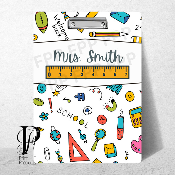 Cute Teacher Ruler Clipboard Colorful Custom Personalized With Your Name