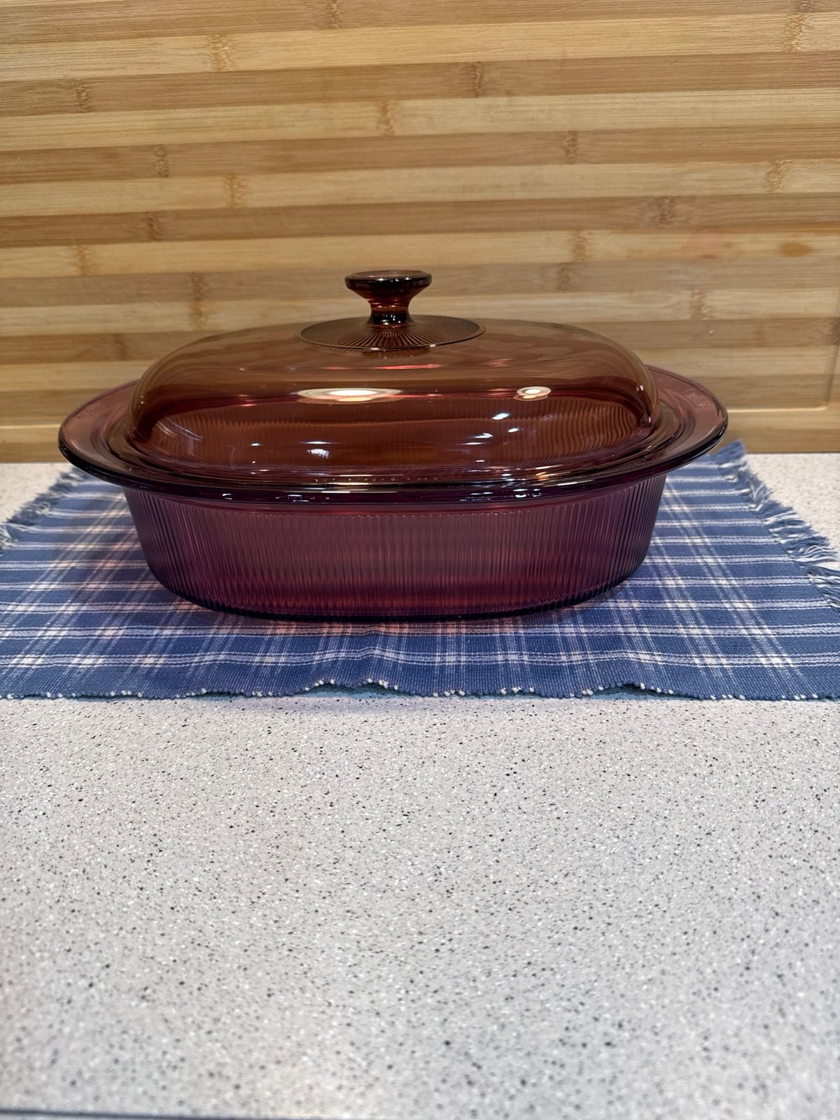 Vision Corning Cranberry 4Qt 4L Oval Casserole Roaster V-34-B w/Pyrex Lid V-34-C