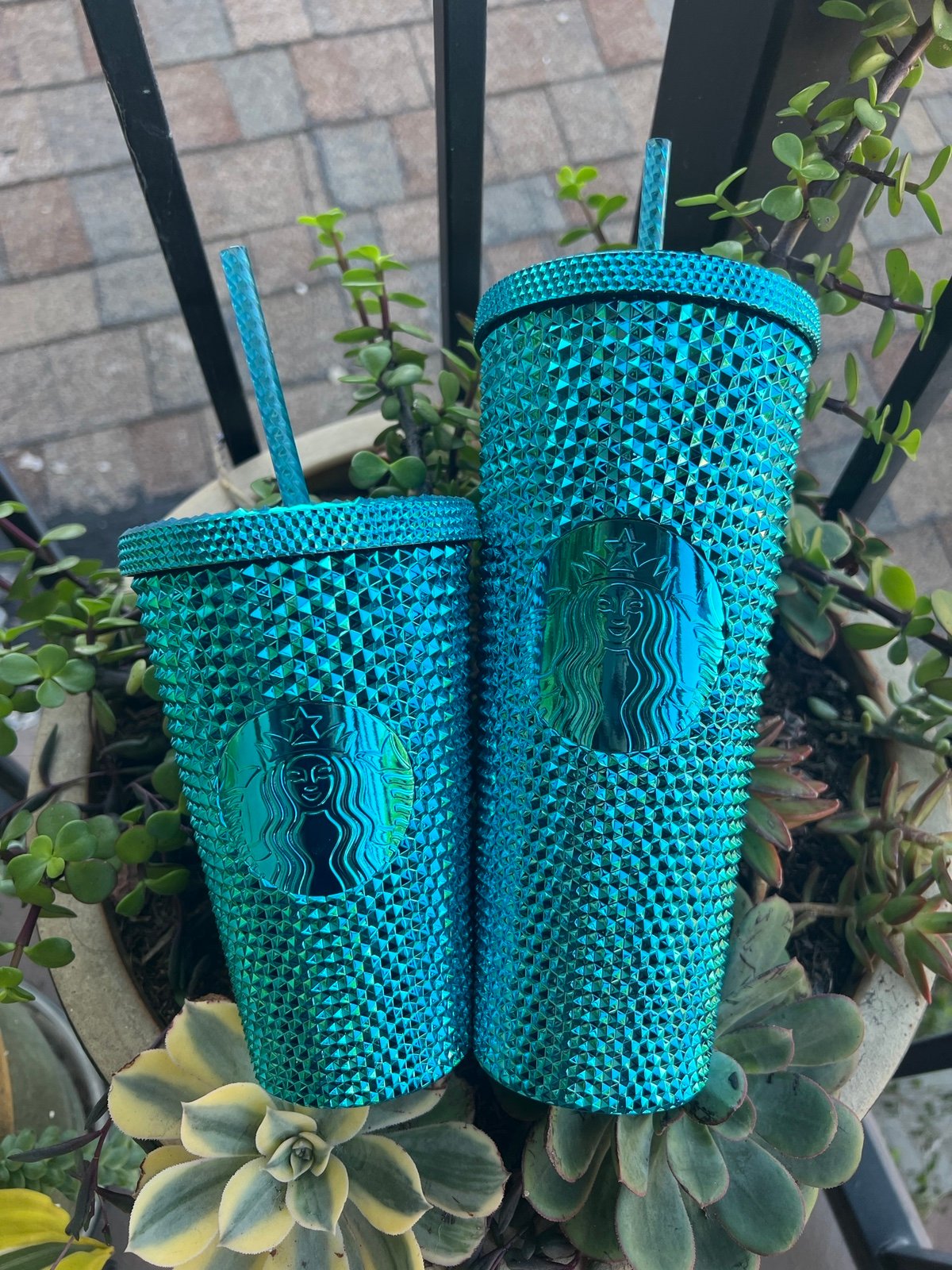 Starbucks Blue Chrome Studded Tumbler set