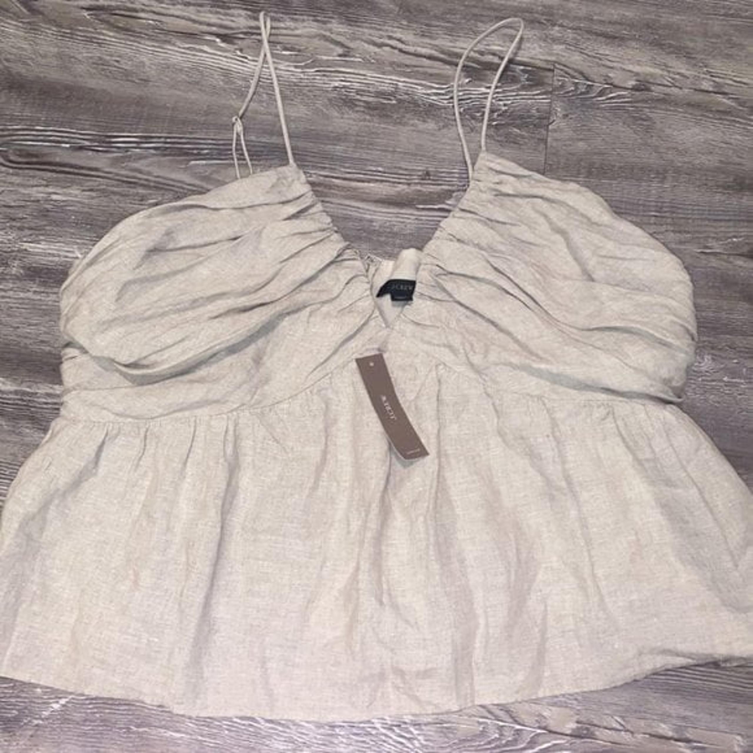linen v neck CAMISOLE gathered FLAX Cami Top Adjustable Strap XXL NWT - J.Crew