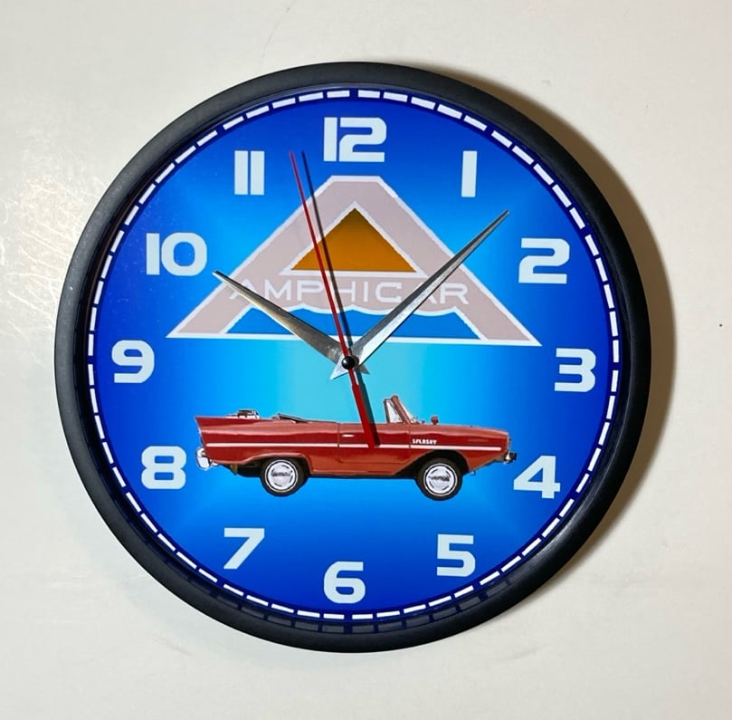 Amphicar logo battery operated wall clock