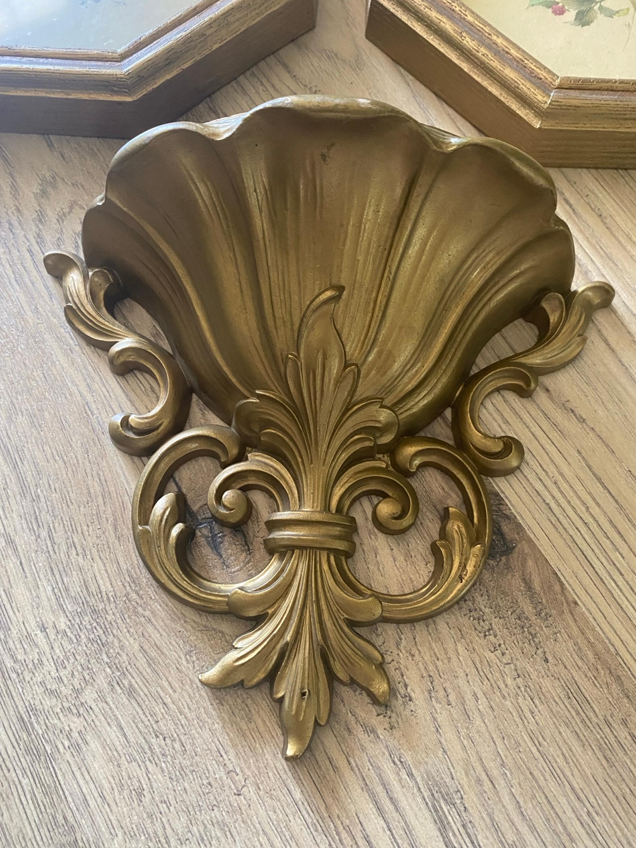 Vintage Homco Gold Wall Planter Pocket 1962 4446 - Home Interiors