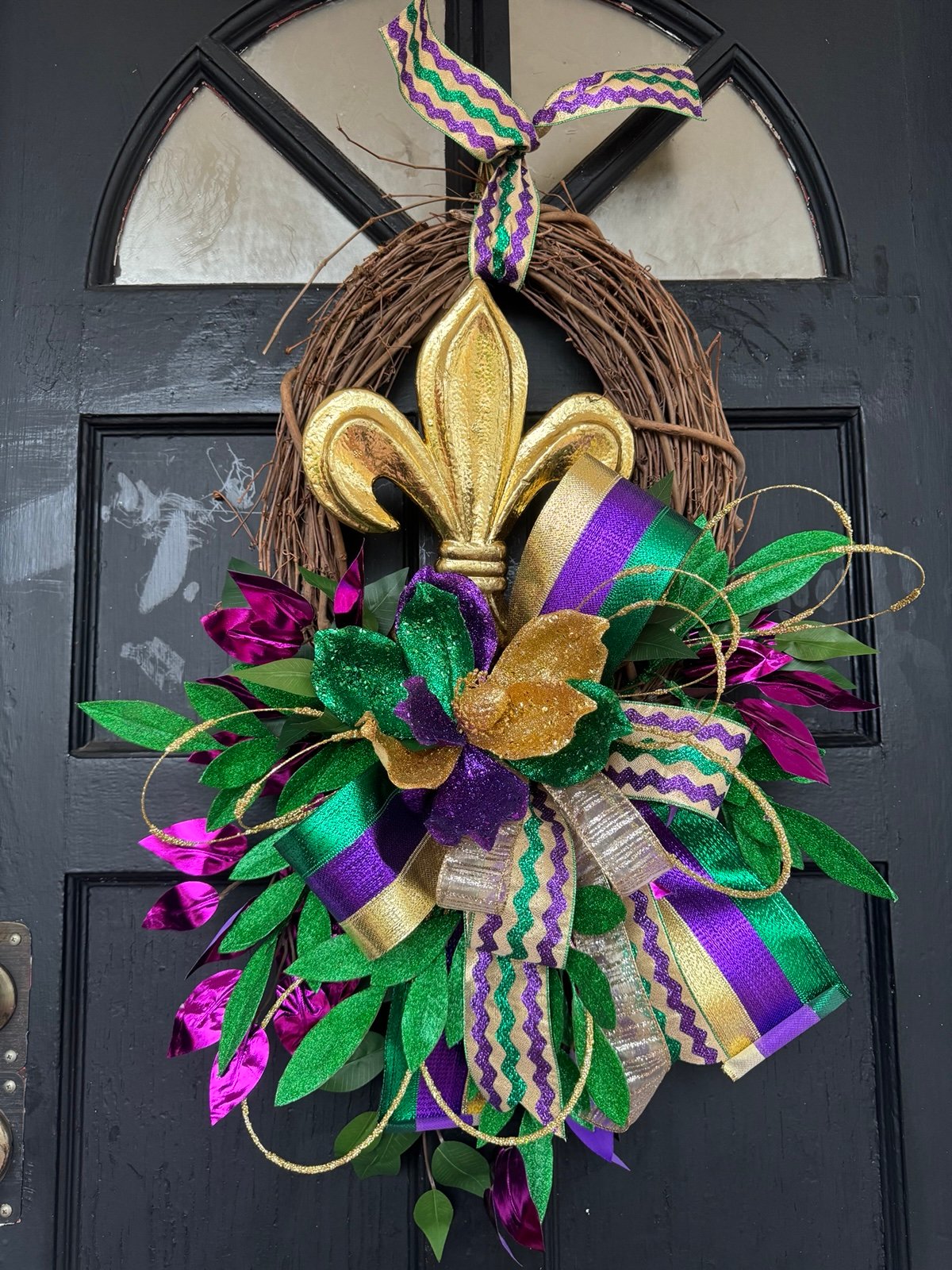 Mardi Gras Grapevine Wreath