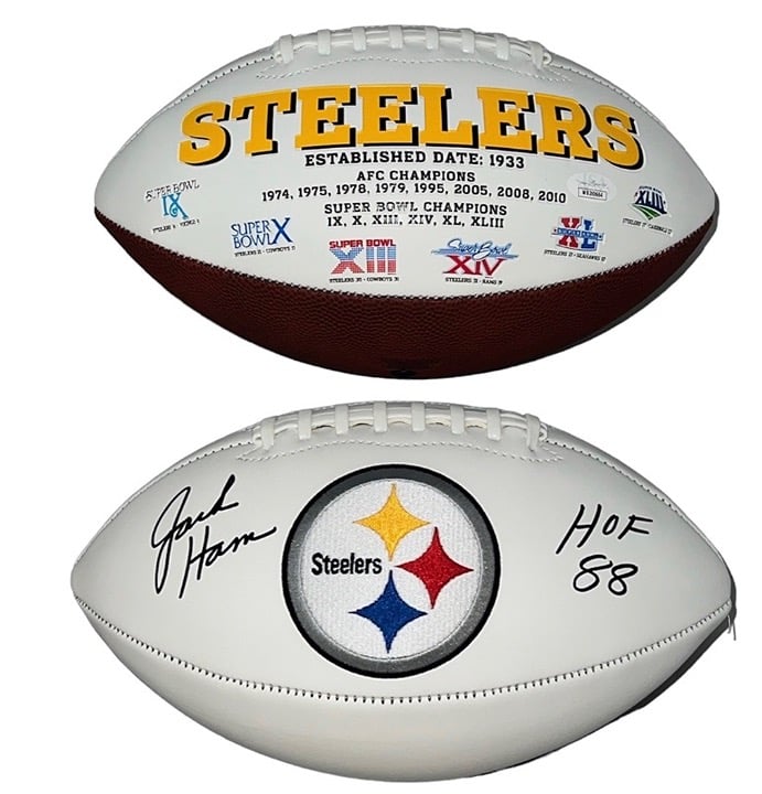 Jack Ham Signed Pittsburgh Steelers Logo Football JSA HOF 88 Insc