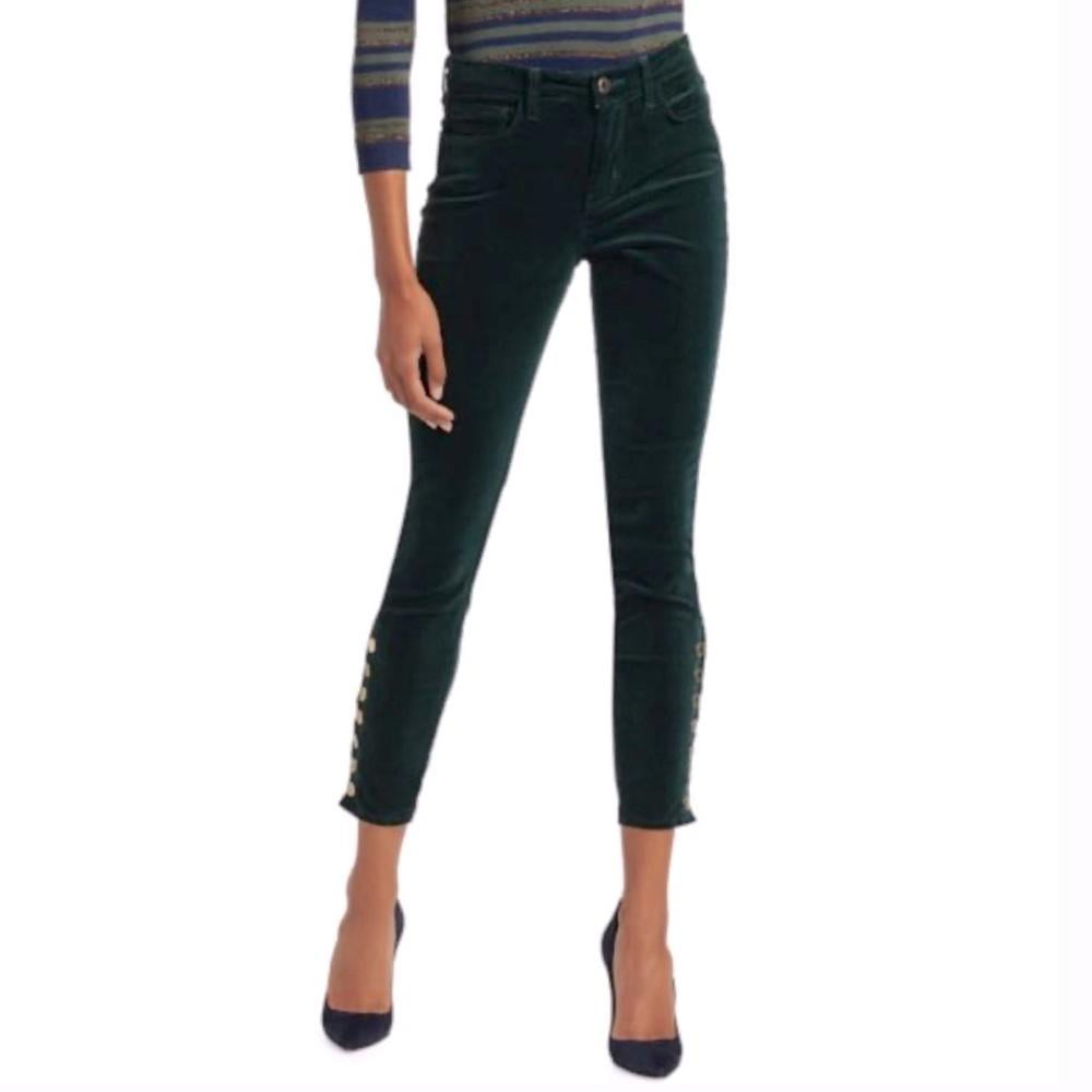 L'AGENCE 'Piper' Velvet High-Rise Skinny Jeans, Evergreen