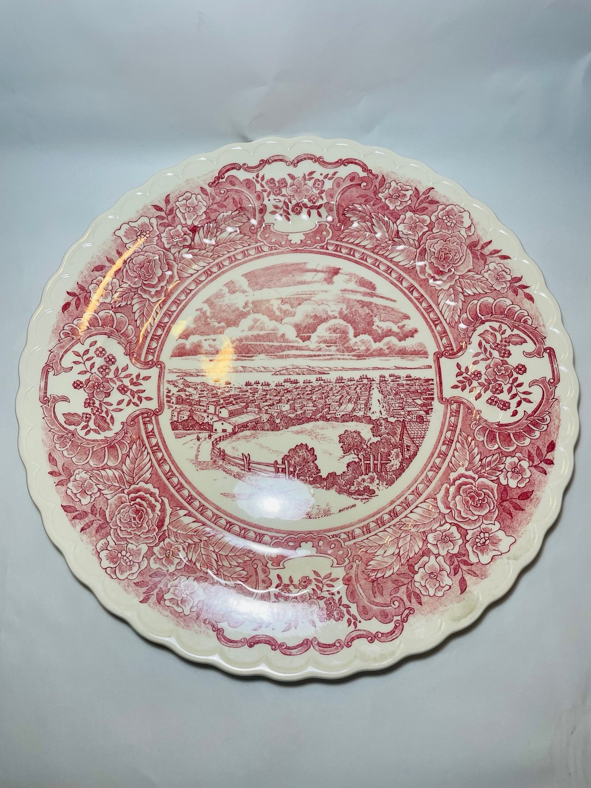 Vintage Masons Ironstone Vista England Red Round 14” Sandwich Serving Platter