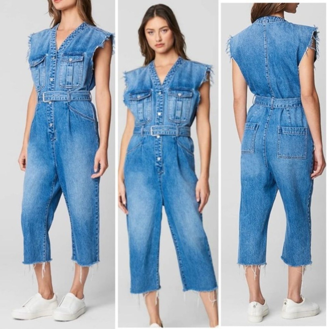 NWT! Blank NYC Puffed Up Sleeveless Denim Jumpsuit 21” P2P