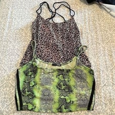 Animal print Snakeskin and leopard print strappy crop tops bundle size M
