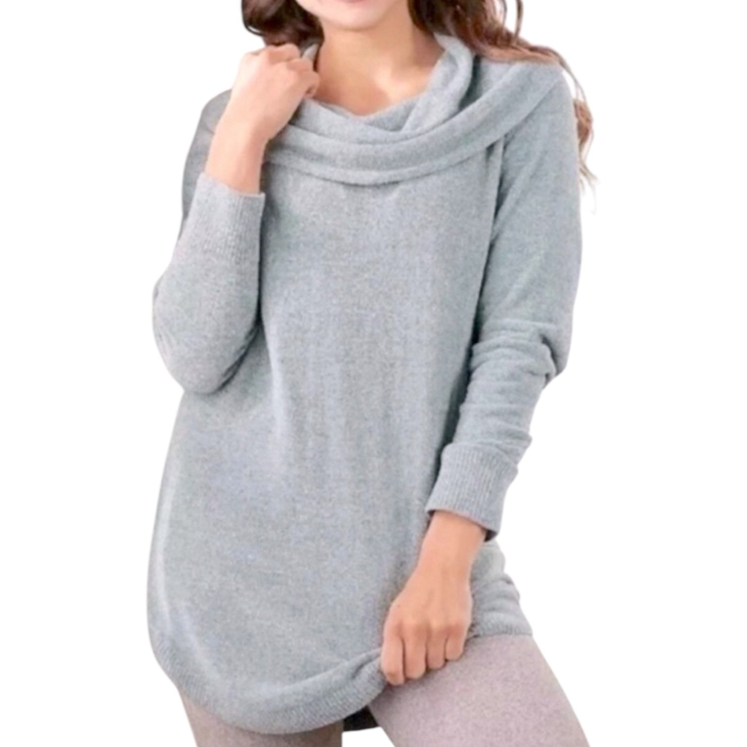 Barefoot Dreams Cozy Chic Ultra Lite Faded Jade Coastal Cowl Neck Tunic