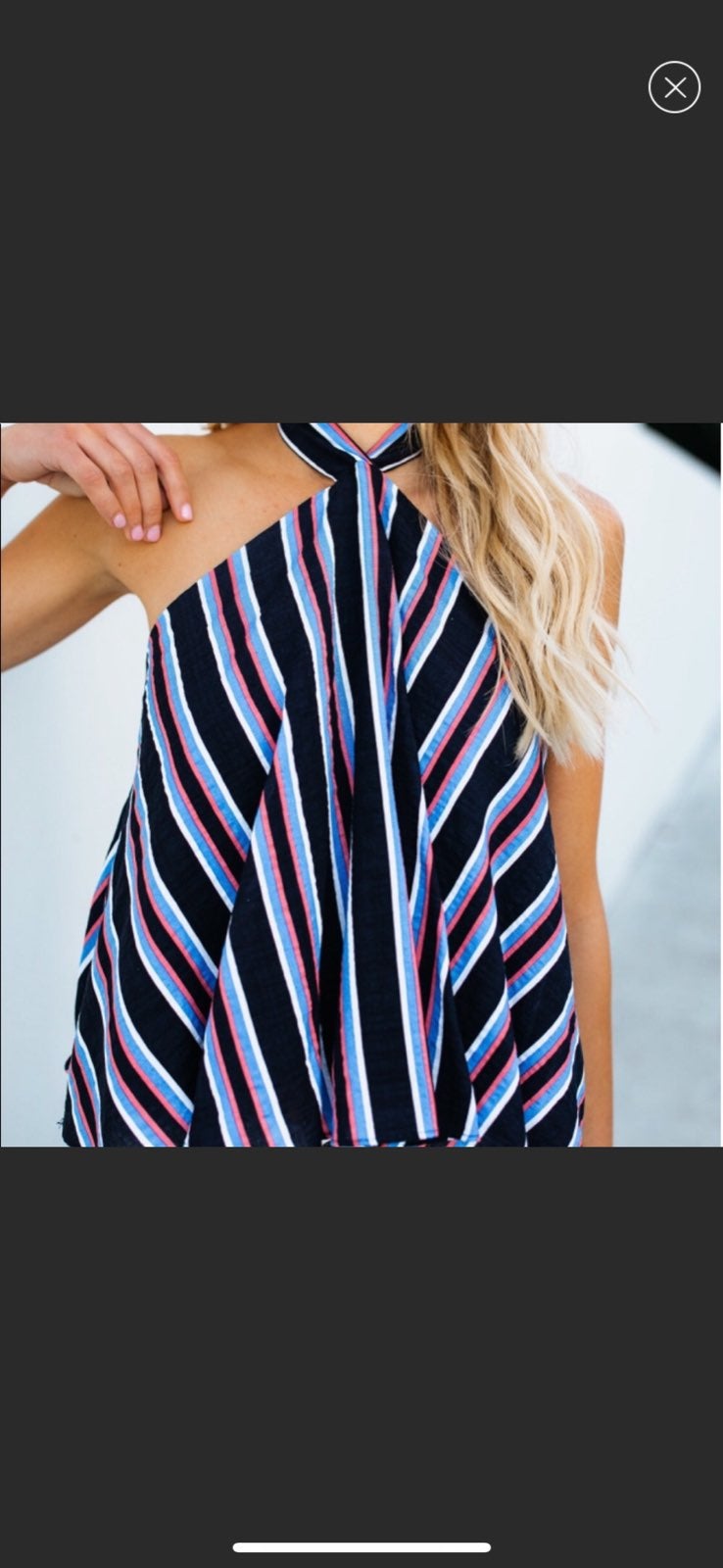 Navy stripe halter top NWT medium