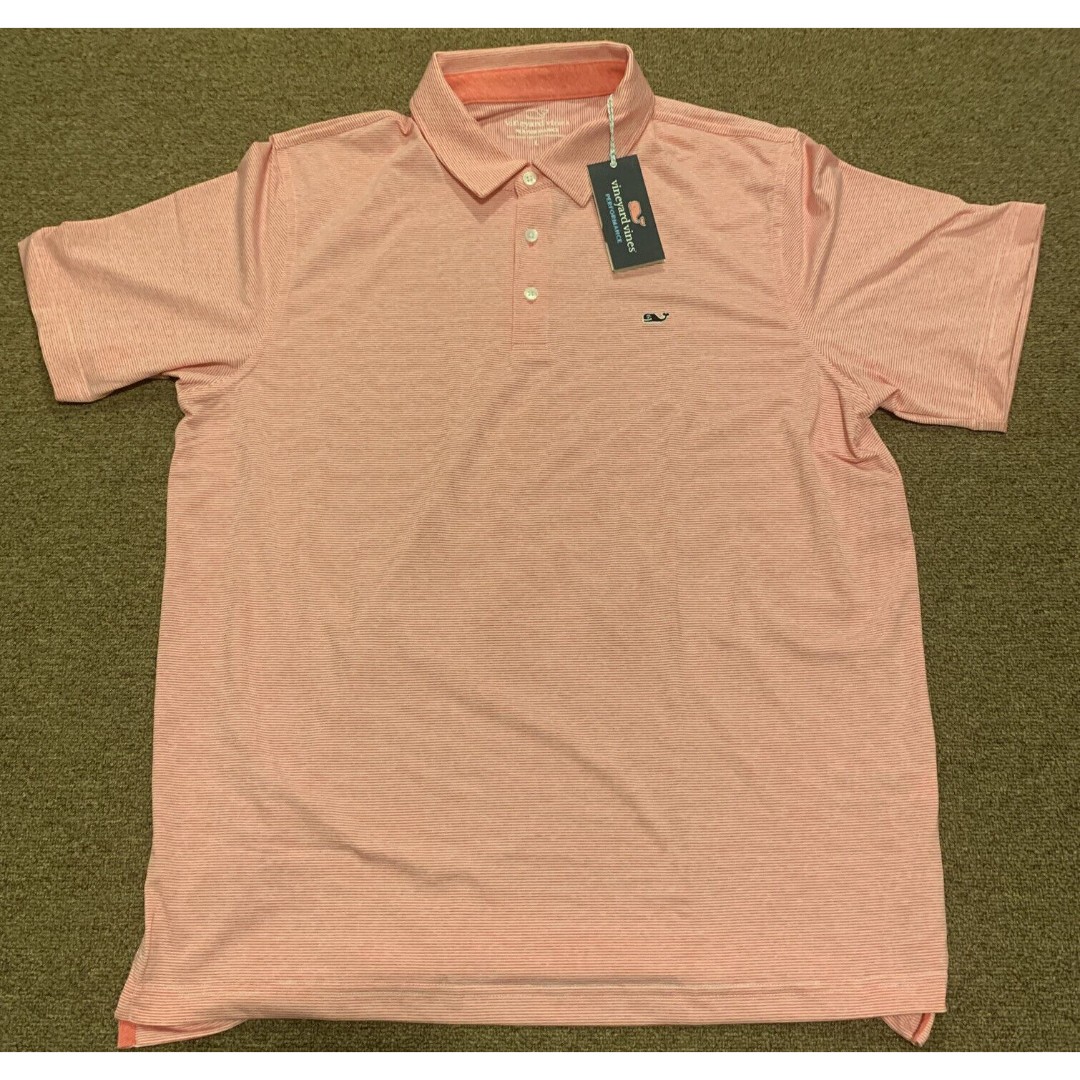 Vineyard Vines Performance Red Striped Polo Shirt Men's Size Large New With Tags