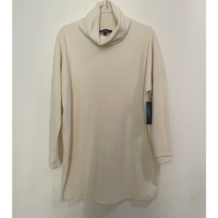 Lulus Sweater Dress Womens L Ivory Turtleneck Long Sleeve Pullover USA New