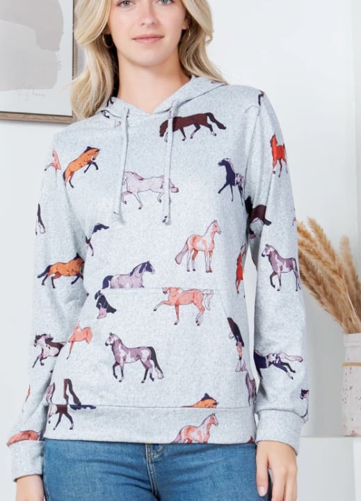 NWT LA Soul light weight hoodie with horses. Size L