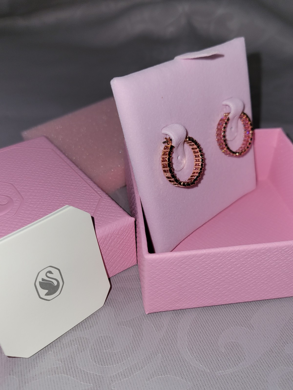 Swarovski Matrix Hoop Earrings - Pink- NEW