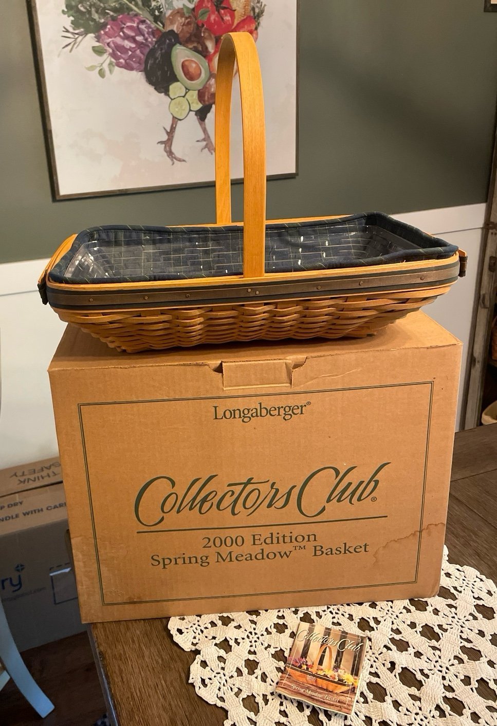 Longaberger 4X4X2" Blue Floral Basket Liner