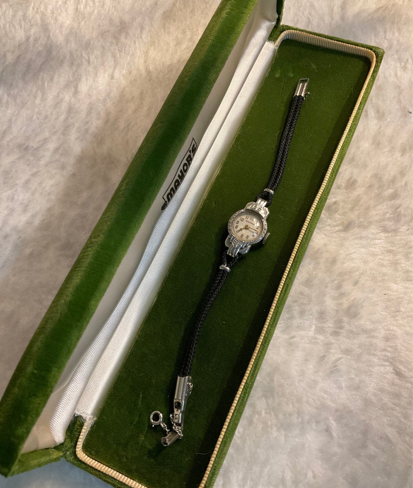 Woman's Antique Vintage WALTHAM 14k White Gold Watch In Working Condition